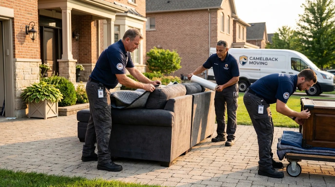 Large estate moving crew wrapping furniture in Nacogdoches, TX