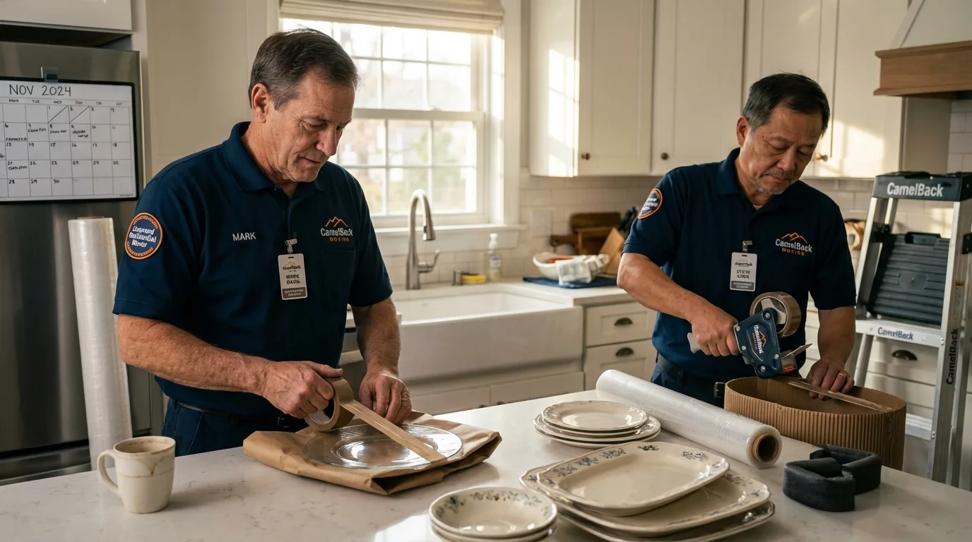 Professional crew packing kitchen dishware in Nacogdoches, TX